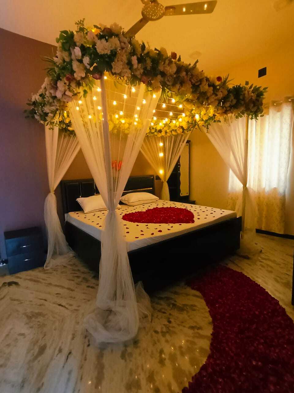 Room decoration by Balloons Decorations Anand and All Events in Anand Gujarat - romantic room setup, balloon decor and event decoration